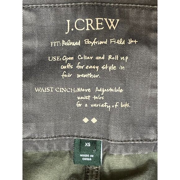 J.Crew Relaxed Boyfriend Field Jacket Women’s XS Brown Olive Cotton Snap Front - Picture 3 of 10